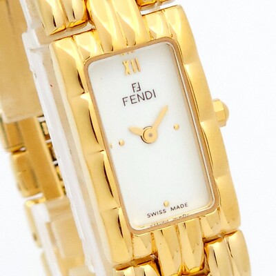 Vintage FENDI 670L Orologi Gold Quartz White Dial Women's Watch