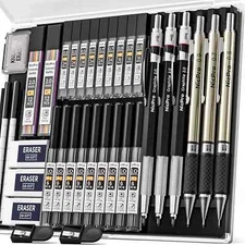 35PCS Art Mechanical Pencils Set, 3 PCS Metal Drafting Pencil 0.5 mm & 0.7 mm