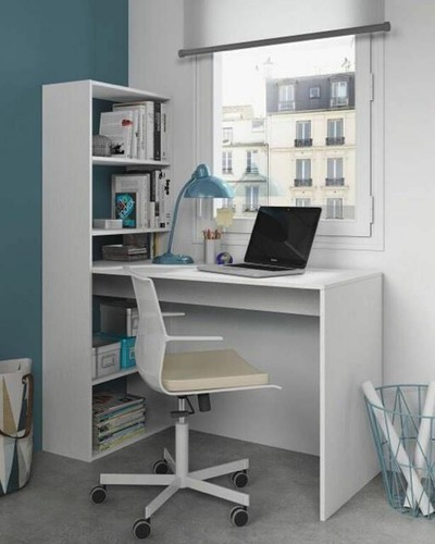 Postazione studio cameretta scrivania con libreria reversibile legno bianco  | eBay