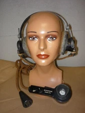 WW2 Era Hand Microphone No 7 & Headset / Headphones With Wiring Hoop and Plug