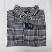 Cremieux Men Shirt Top Button LT 100 Cotton Long Sleeve Check Navy New 89