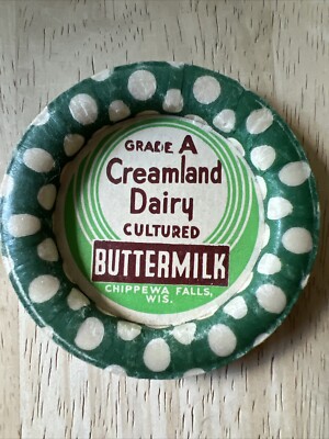 Vintage Grad A Creamland Dairy Cultured Buttermilk Chippewa Falls WIS. 