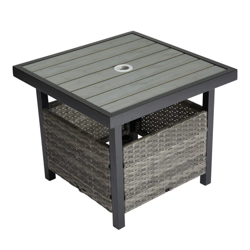 Rattan Wicker Steel Umbrella Side Table Outdoor Furniture Deck Garden Patio- - Picture 15 of 19