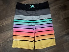boys board swim shorts adj. waist size 16 mulit-stripes Art Class UPF 50 