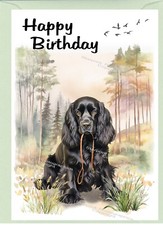 Biglietto compleanno cane Cocker Spaniel (nero) (4"x 6") - vuoto all'interno - di Starprint
