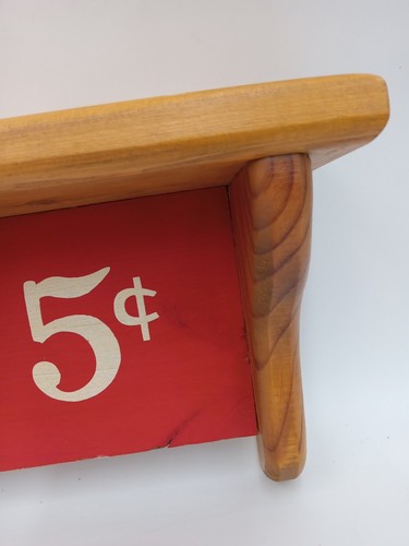 Vintage Coca Cola 5¢ Wooden Shelf 19" Red Brown Stained - Picture 7 of 12