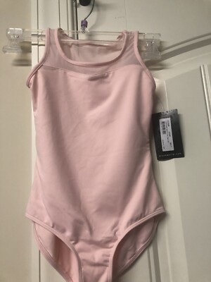 Bloch Girls Sweetheart Neck Flock Tank Dance Ballet Leotard Pink Sz 6/7