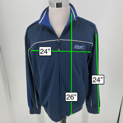 Reebok RBK MENS Navy Blue Full Zip Warm Up Track Jacket SIZE LARGE