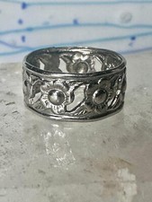 Flower ring floral band size 4.7 sterling silver women girls b