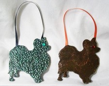 Papillon Ornaments polymer clay art doll ooak unique Set Lot of 2 Silhouette dog