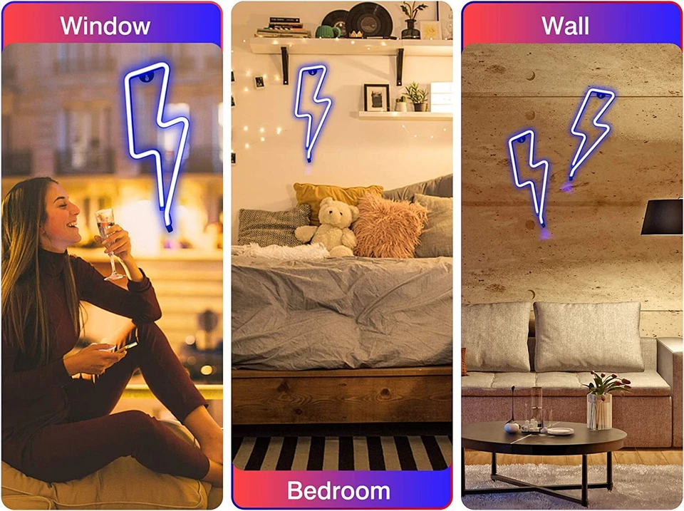 LED Neon Sign Lights Bedroom Night Light Lamp Kids Room Home Wall Art Decor Gift - Image 2 of 4