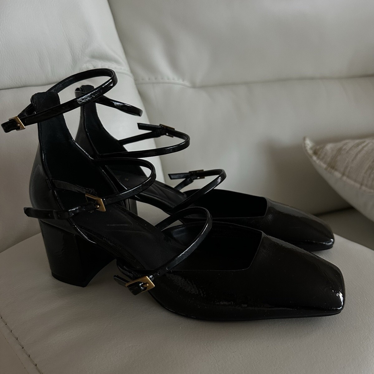 Zara Block Heel Black Mary Jane Sz 38 | eBay