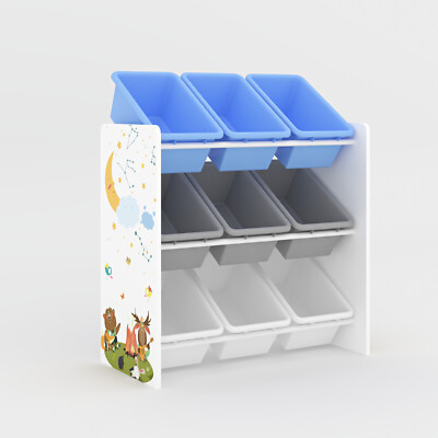Spielzeug Aufbewahrungseinheit Kinder Holzregal Organizer mit 9 Kunststoff Abnehmbare Körbe