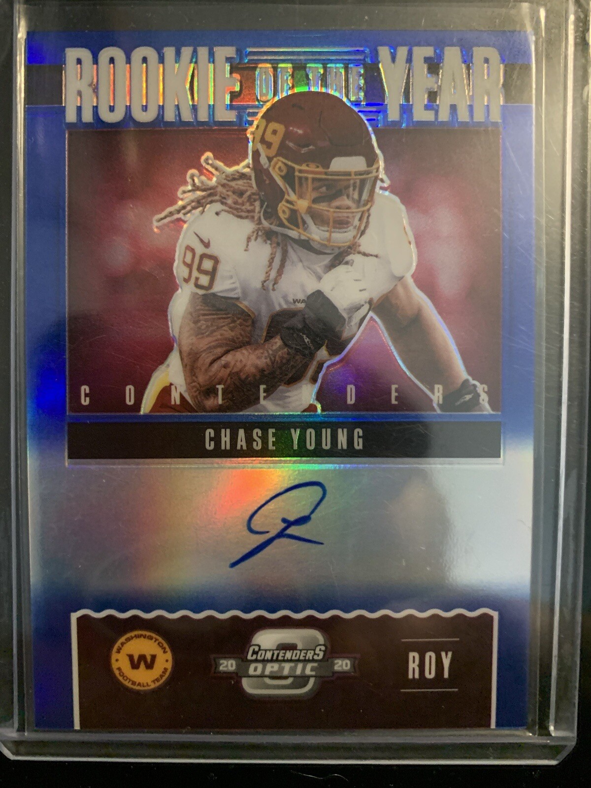 2020 Panini Contenders Optic Rookie Of The Year Blue Auto #ROY8 Chase Young /75