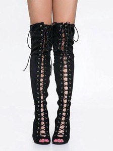 strappy thigh high boots