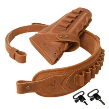 Leather Rifle Buttstock Sleeve, Ammo Sling with Swivels for .30-30 .44MAG .22LR