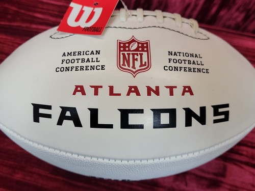 ATLANTA FALCONS LOGO BLANK WHITE PANEL WILSON FOOTBALL 4 SIGS AUTOGRAPHS AUTO - Picture 3 of 10