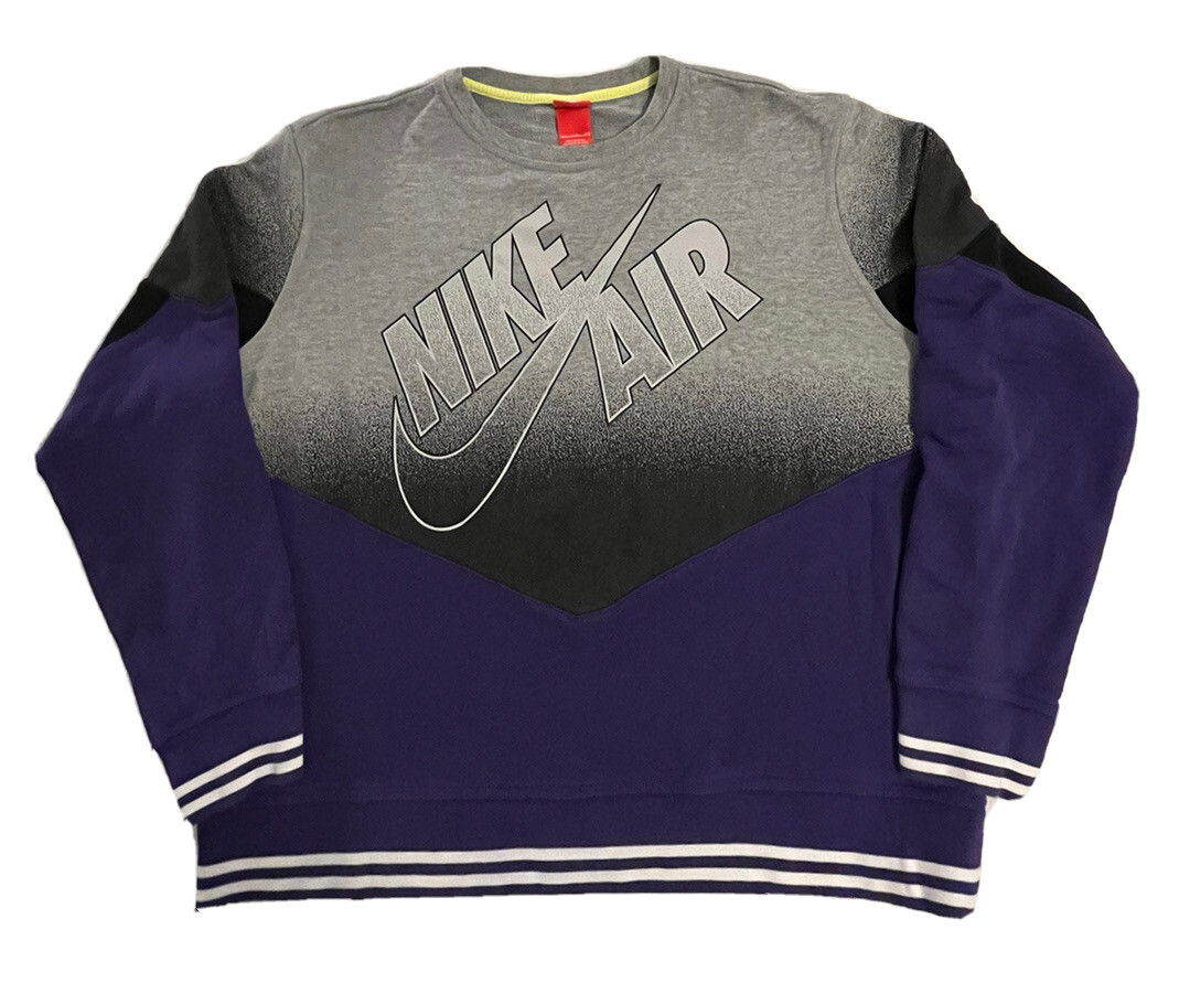 90’s Nike logo sweat Nike Air 90s Retro GRAY PURPLE Crewneck Sweatshirt XXL Red