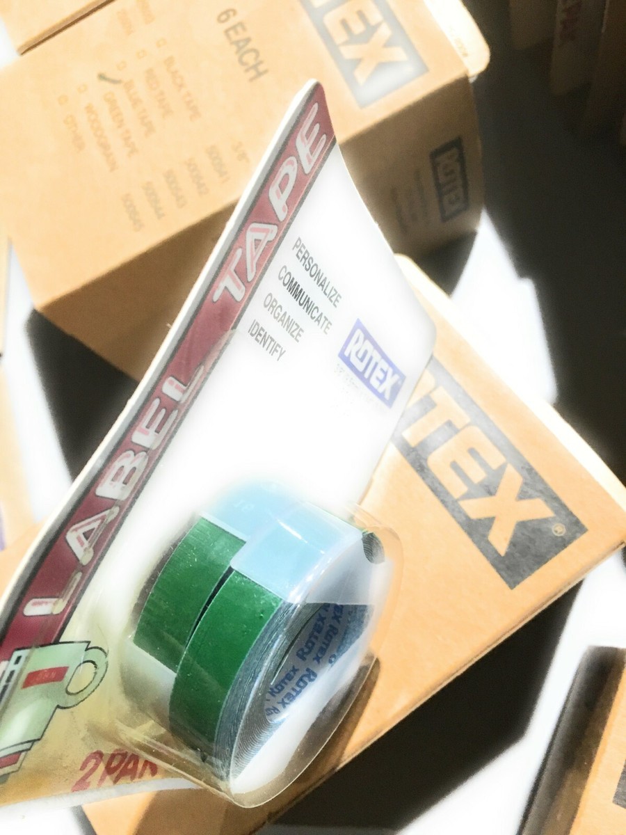 Rotex 3/8” Manual Embossed Label Maker Tape Total 288” Green - 2