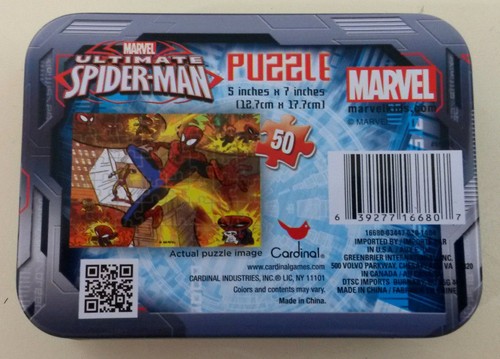 Rompecabezas Marvel Ultimate Spiderman Mini 50 piezas 5"" x 7"" en lata de viaje NUEVO sellado - Imagen 2 de 5