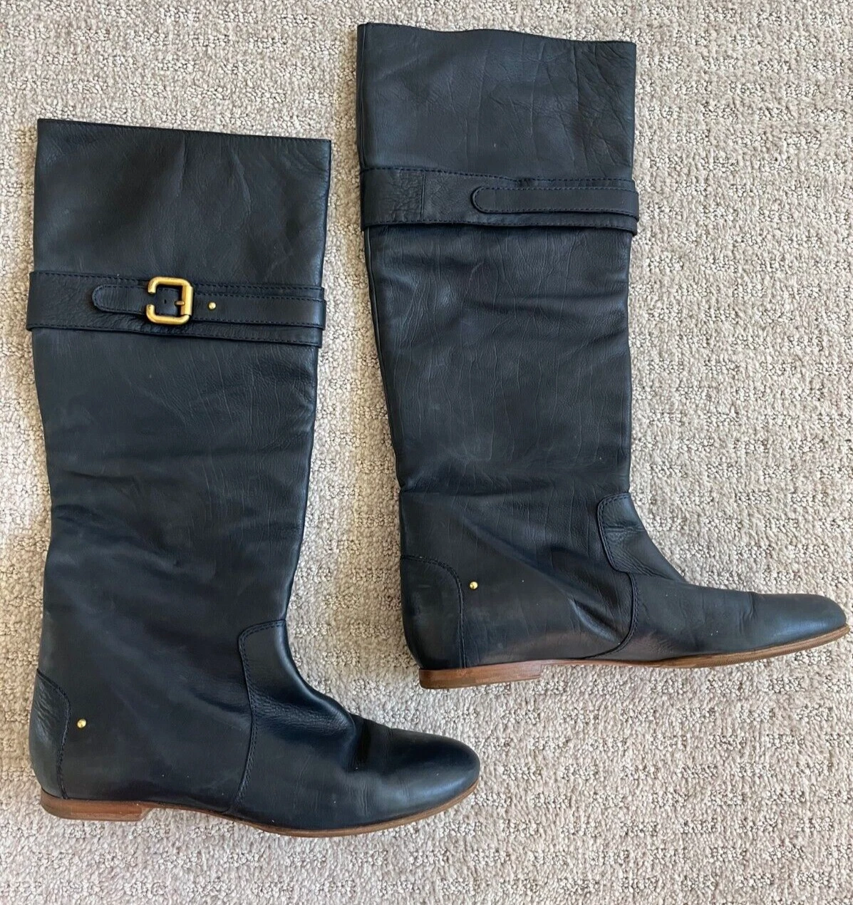 Chloe — Chloe Navy Leather Knee High Riding Boots Navy Leather 39  $1,200