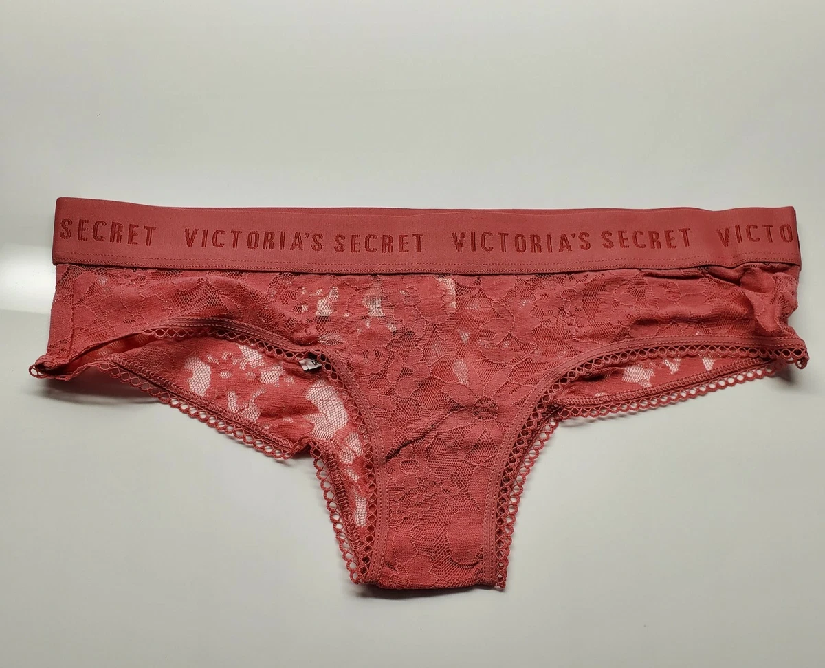 New Victoria's Secret Women's Cheeky Panties Underwear Size Small Peach Lace