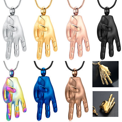 Stainless Steel ?OK Gesture Urn Pendant Memory Necklace for Cremation Ashes