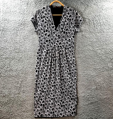 Marco Polo Womens Pencil Dress Size M Black Grey Mesh Stretch Knit Short Sleeve
