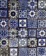 100 MEXICAN TILES 2x2 CERAMIC POTTERY TALAVER...