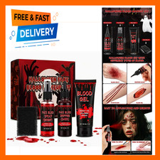 Halloween Fake Blood Makeup Kit Includes Coagulated Blood Gel Spray Dripping