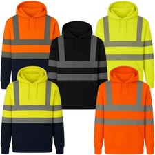 Hi Vis Pullover Hoodie Reflective Fleece Lined High Visibility Trade Workwear UK