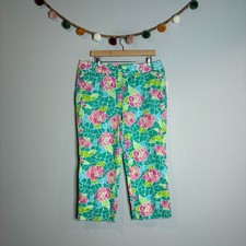 NWT Deadstock Lilly Pulitzer 90's Tile Green floral Liza Capri pants