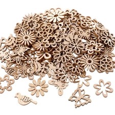 Unfinished Wood Crafts Wood Slice Leaf Bird Flowers Butterfly Pattern Cutouts