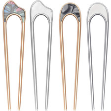 4 Pieces U Shaped Hair Pin Stick Vintage Metal Hair Pin Fork Sticks