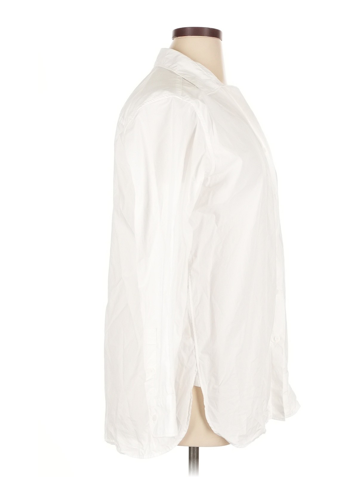 Uniqlo Women Ivory Long Sleeve Button-Down Shirt XL thumbnail 3