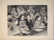 Original Old Antique Print Children'S Pantomime Party Covent Garden London 1871