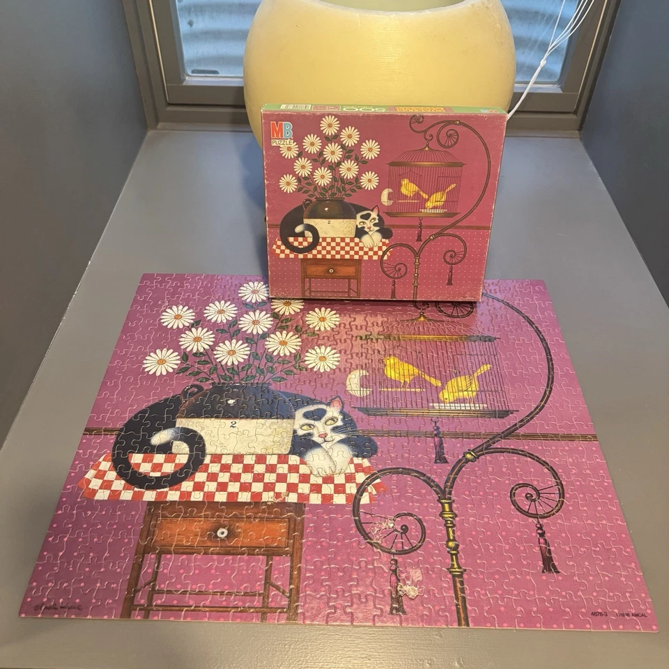 VTG 1986 CAT & CANARIES Charles Wysocki 500pc Puzzle RARE COMPLETE (READ) * RARE - Image 2 of 4