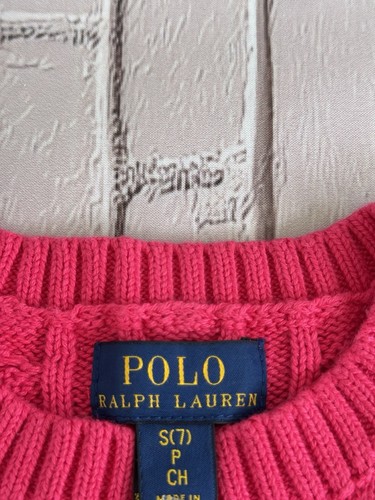 Polo Ralph Lauren Girls Light Pink Short Sleeve Cable Knit Sweater Size S 7 - Picture 8 of 8