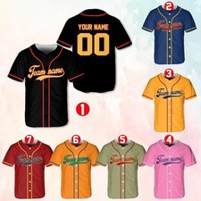 Custom Team Name Number Baseball Jersey, Personalized Uniform Shirt for Fans