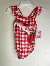 Strawberry Shortcake Gingham Red White One Piece Swimsuit Swimwear Girls Size 6