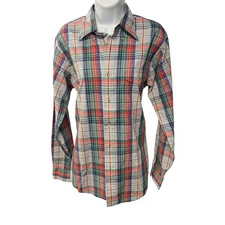 Gant Foxhunt Plaid Button Down Shirt Men's Size M Long Sleeve Cotton Polyester