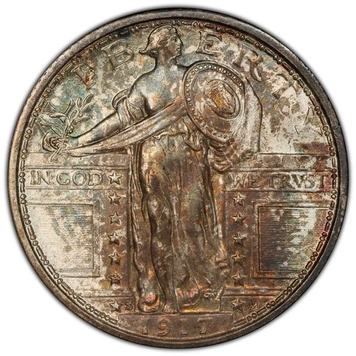 1917-S Standing Liberty Quarter Type 1 PCGS MS-62 FH (Toned) Great Eye Appeal