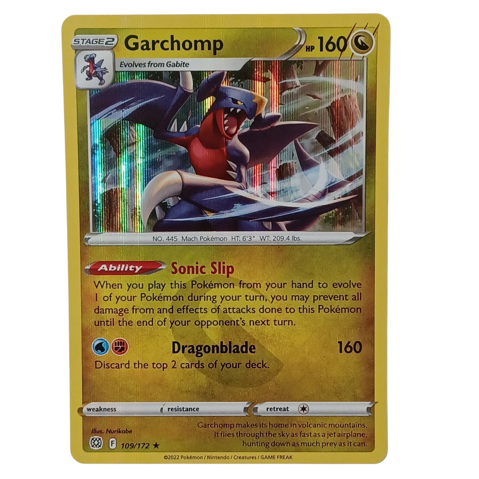 Garchomp Holo Rare - 109/172 - Brilliant Stars Pokemon 2022