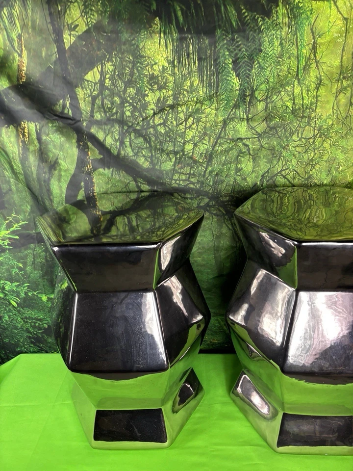 Pair of Ceramic Side Tables With Silver Finish - Image 3 of 4