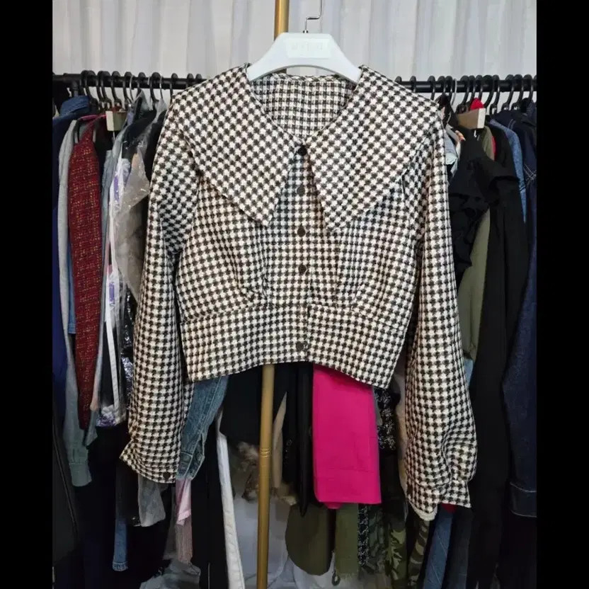 Checked Pattern Cropped Jacket for Women - Trendy… - image 2