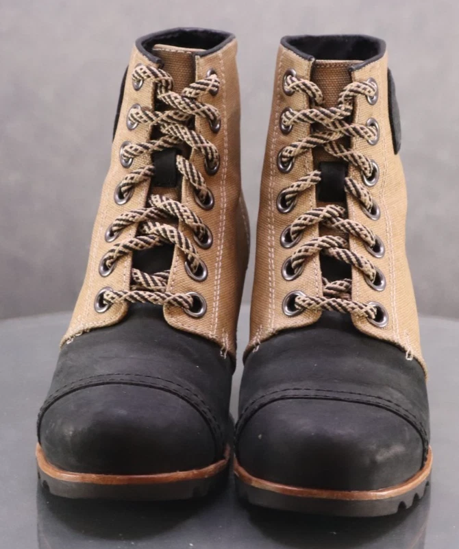 Sorel PDX $180 Mujer Botines Impermeables Botas Talla 6.5 Cuero Lona Tostado Foto 3 de 4