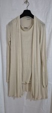 MARELLA cardigan donna aperto minimalista doppio set maglione UK 12 beige medio 