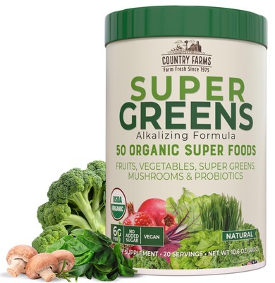 Country Farms Organic Super Greens Natural Flavor, 50 Organic Super Fo