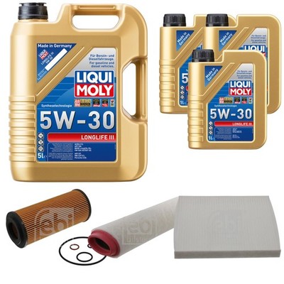 FEBI BILSTEIN Inspektionspaket 8L Liqui Moly 5W30 Longlife3 für BMW X5 E70 3.0d