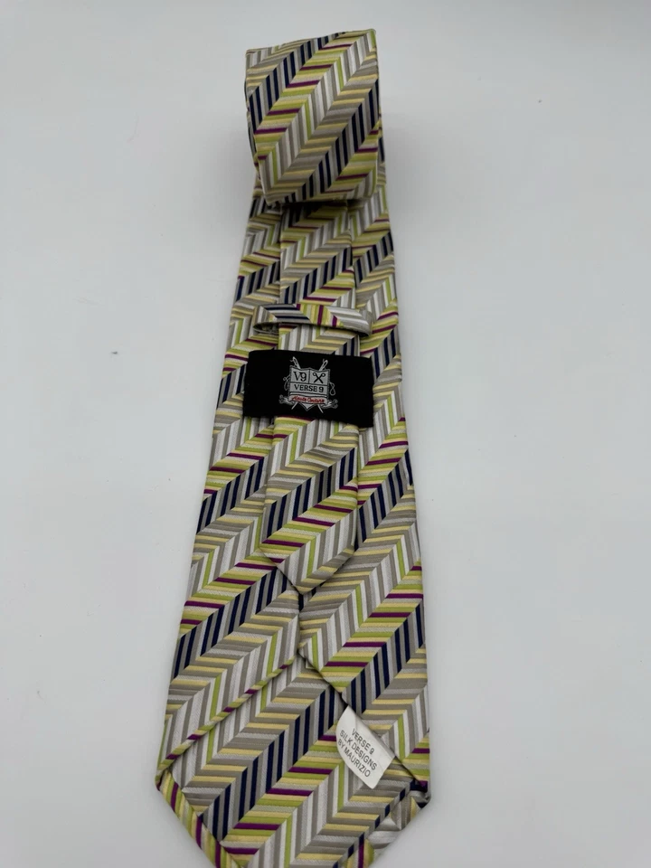 Corbata clásica a rayas negras dorada abstracta 100 % seda verso 9 para hombre Foto 3 de 4